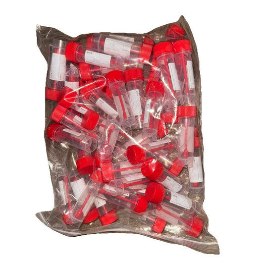 IDEXX Fecal Speciment Collection Container 30ML 50 Pack – a bag of red and white candy candys