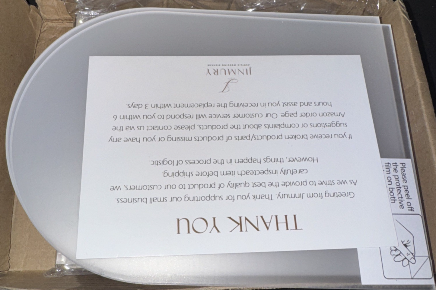 5x7 Inch Frosted Arch Acrylic Sign With Clear Stand 10 pack