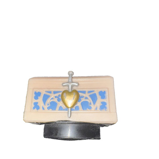 Snow White Decorative Chest Figurine 2025, DaveyDooDeals – a small white and blue tile with a gold heart