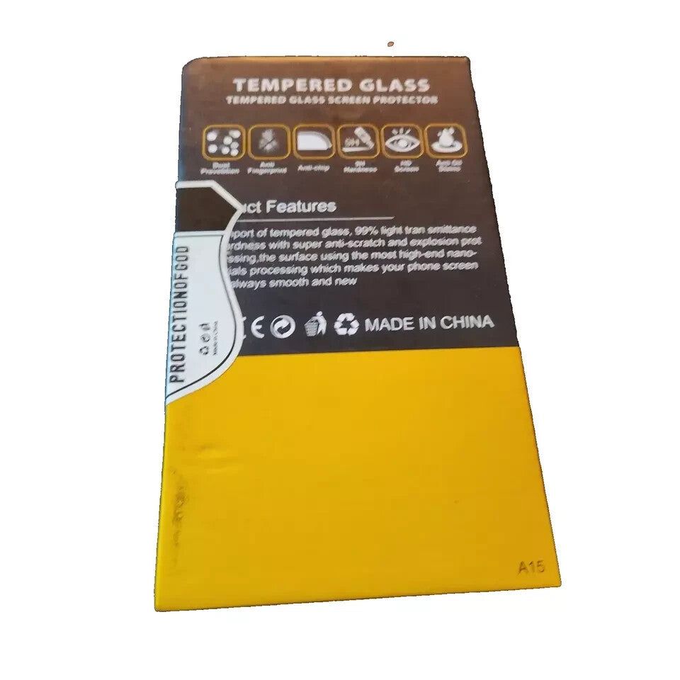 [3+2 Pack] for Samsung Galaxy S24 Ultra Screen Protector, 9H Tempered Glass, Unbranded – a yellow card with a black and white logo