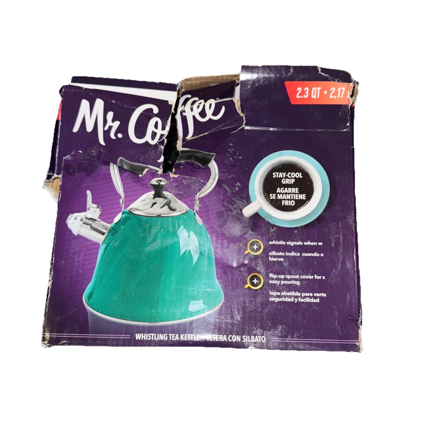 Mr. Coffee Alderton Tea Kettle, 2.3 Quarts, Green (Damaged Box)