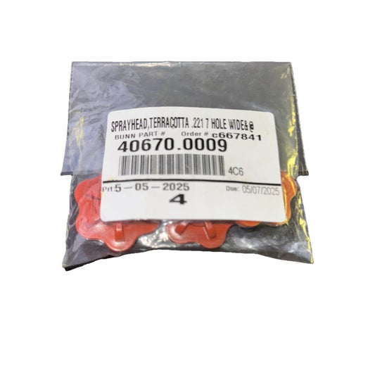 Bunn 40670.0009 Sprayhead, Terracotta, 7 Hole, .221 4 Pack, DaveyDooDeals – a pack of red plastic push buttons