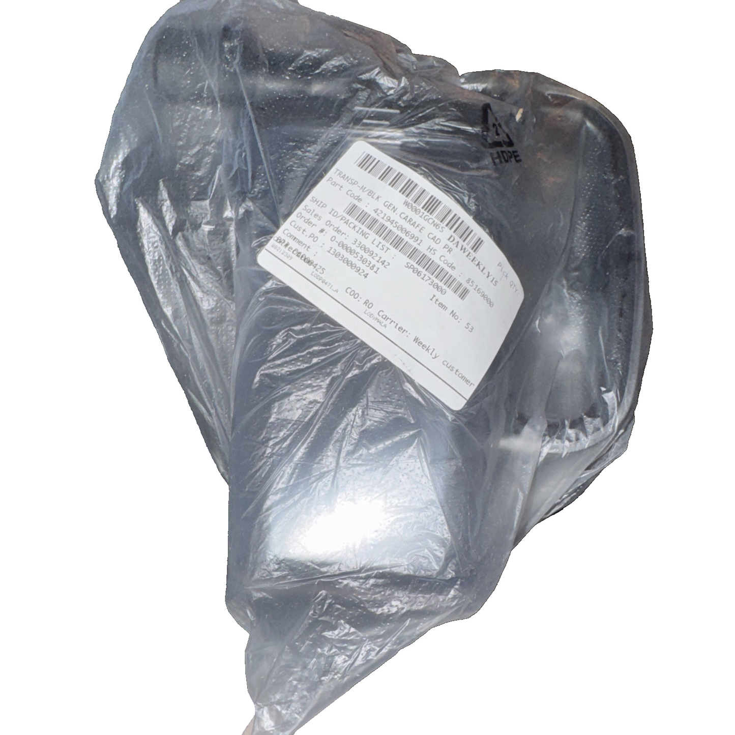 Saeco-Transp-M-Blk-Gen-Carafe-Cad-Pres-Assembly SAE421945006991