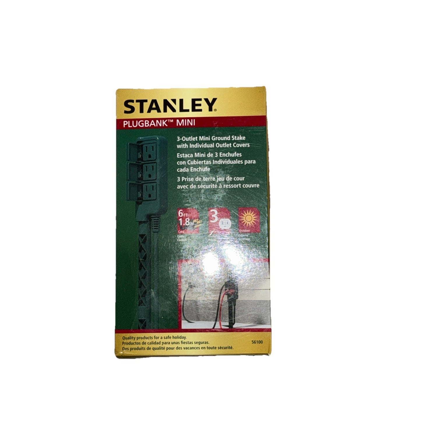 Stanley PlugBank Mini 3-Outlet Mini Ground Stake Outlet