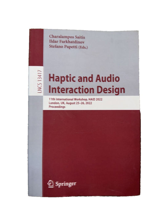 Haptic and Audio Interaction Design: 11th International Workshop, HAID 2022, Lon, DaveyDooDeals – a red book with white writing on it