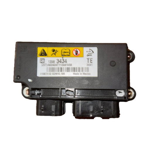 Bag Control Module Fits 2012 12 REGAL SONIC LACROSSE 1358 3434, GM – a picture of the front of a car with a yellow label on it