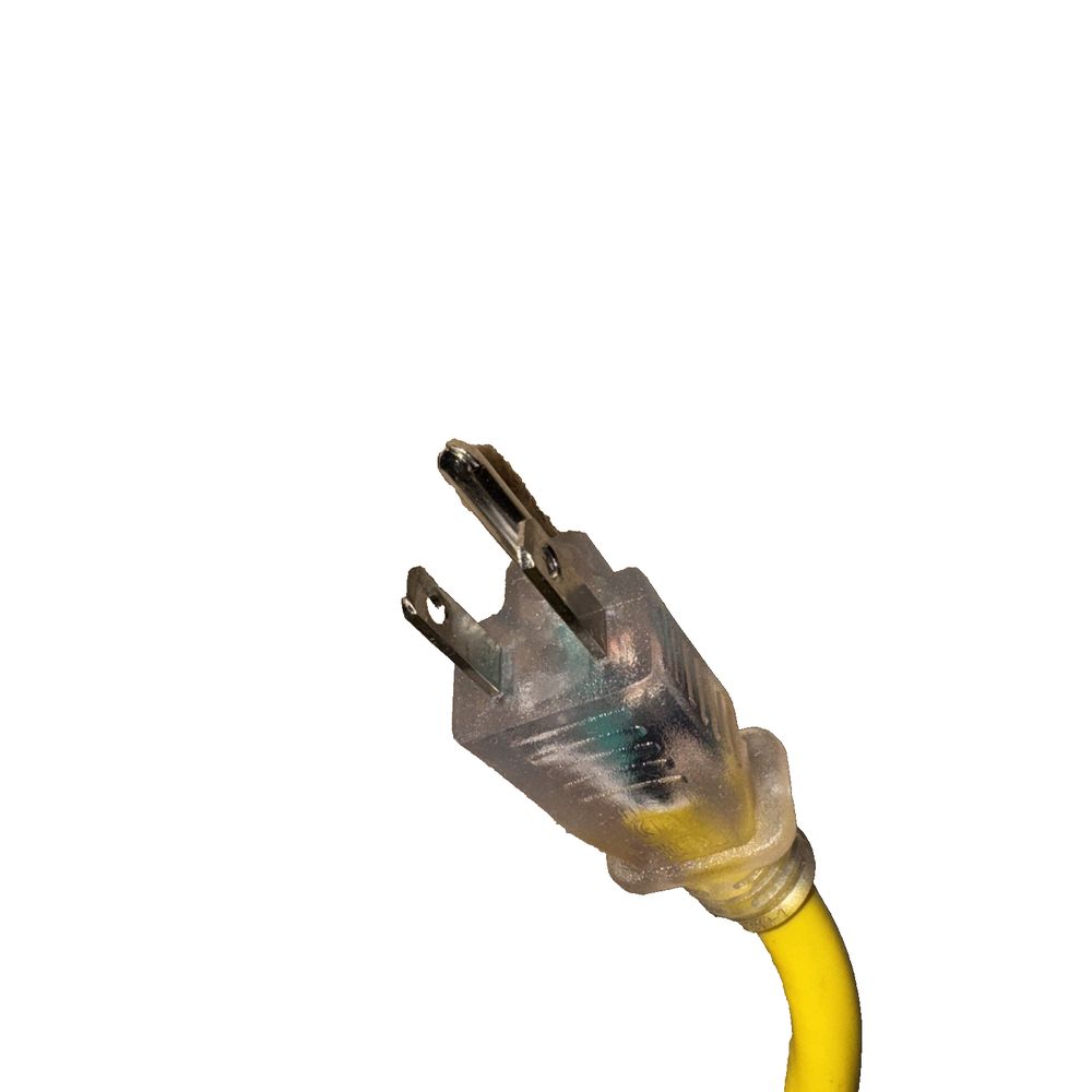 POWGRN Exenstion Cord 12 AWG 150 FT Lighted Yellow – a yellow cable with a yellow end