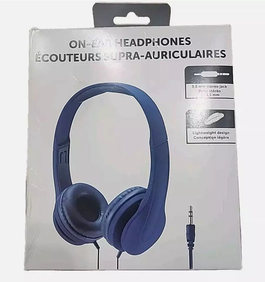 On-Ear Headphones 3.5mm Cord Blue – Premium Sound & Comfort for All Devices, Unbranded – a pair of headphones in a package