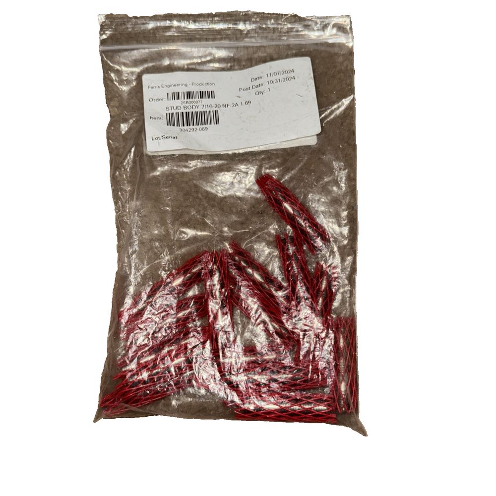 Farris Engineering Stud Body 7/16-20 NF-WA 1.69 16 pack – a bag of red plastic string string
