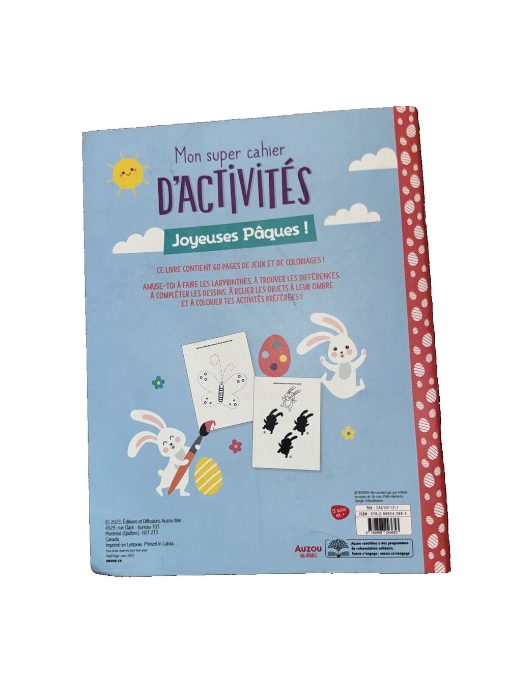 MON SUPER CAHIER D'ACTIVITS : JOYEUSES PQUES !, DaveyDooDeals – a book with a picture of a bunny and a bunny