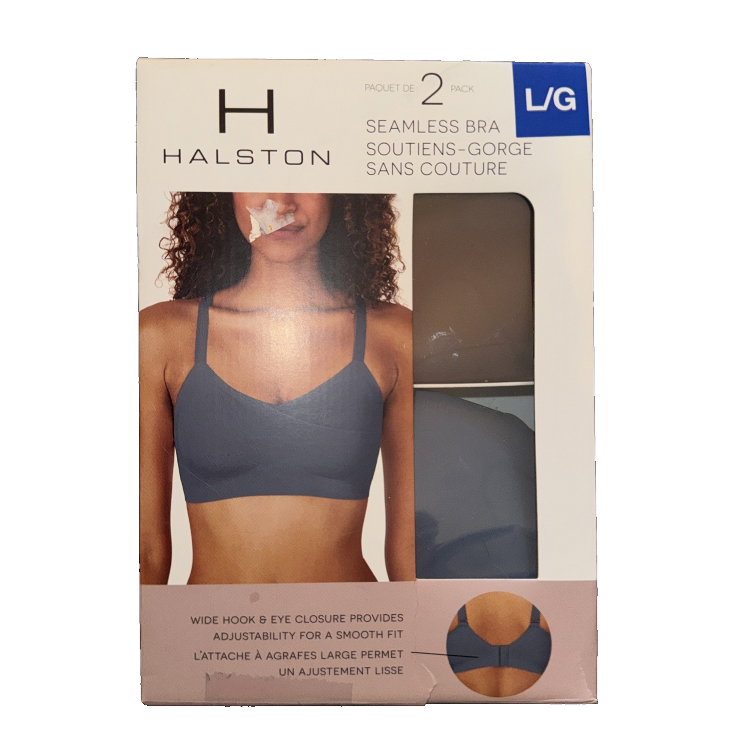 Halston 2 Pack Seamless Bra Colors Navy Blue And Light Brown Size Large