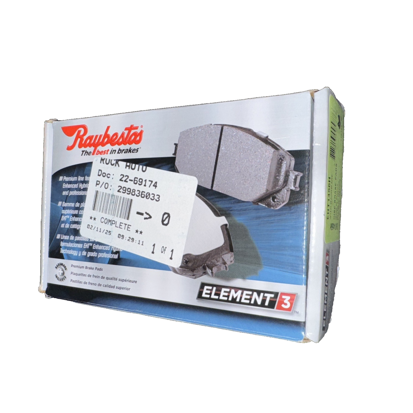 Raybestos EHT1456H Disc Brake Pads + Hardware
