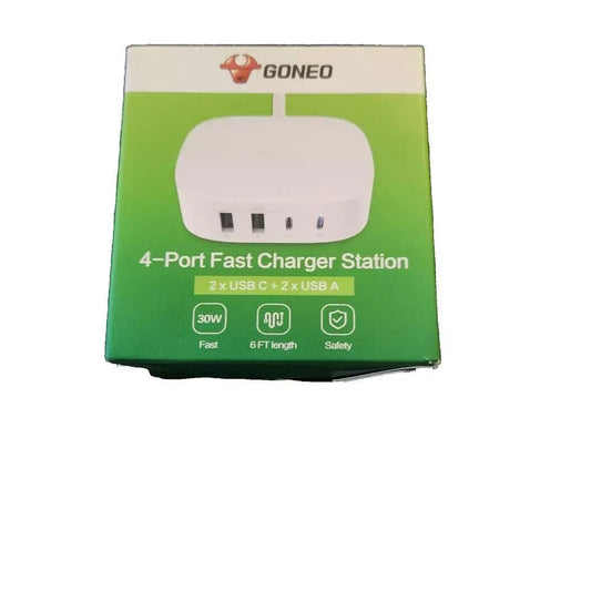 GONEO USB Charging Station, 30W PD Port, 6ft Power Cable, Multi-Device Charging – oneo 4 port charger for oneo 2 usb 2 usb