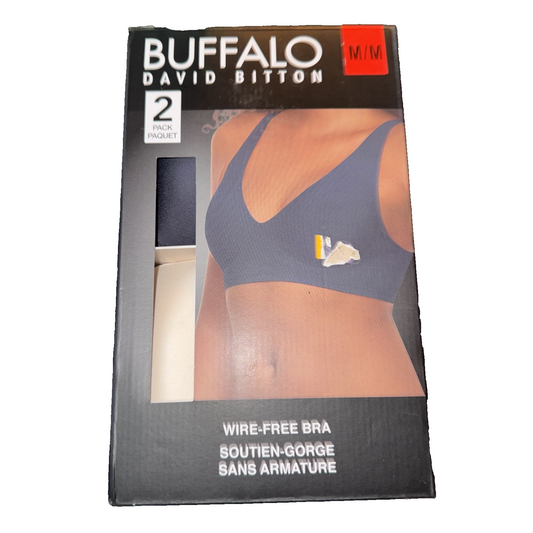 Buffalo David Bitton Wire Free Bra 2 Pack Colors White And Black Size Medium