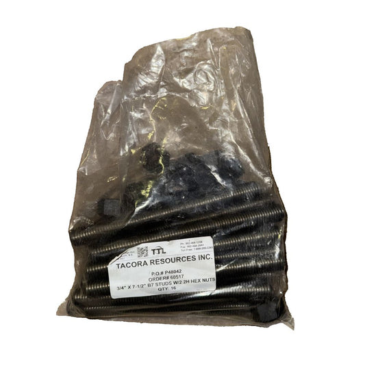 3/4"x7-1/2" B7 Studs W/2 2H Hex Nuts 16 Pack, TTL – a bag of screws