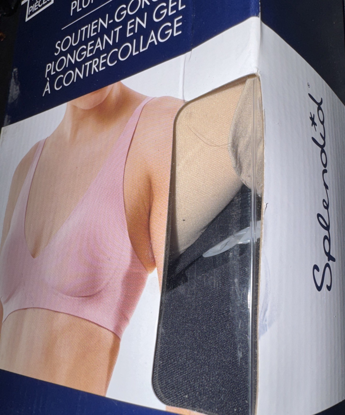 Splendid Gel Bonded Plunge Bra 2 Pack Colors: Beige / Black - Size Medium