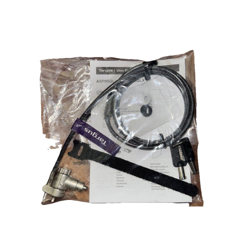 Targus Defcon Ultimate Master Keyed Cable Lock – a black and white cable with a white cord