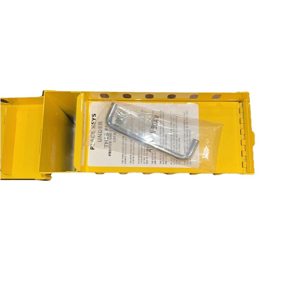 Zing Green Products Group Lockout Box – a yellow box with a screw and screw
