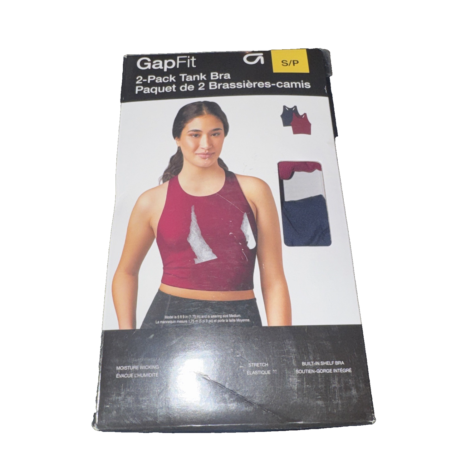 GAP Fit 2-Pack Tank Bra Navy Blue/Fuschia Colored Pair Small Size