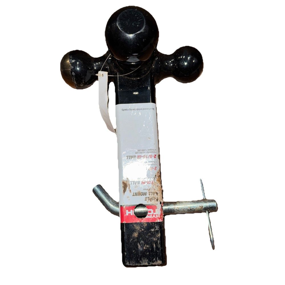 Hyper Tough Trailer Hitch Steel Tri-Ball Mount, Class III/IV Towing, Black, Auto – a metal object with a black handle