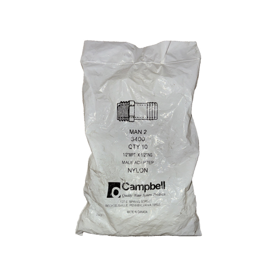 (Pack of 10) Campbell MAN 2 3400 1/2" MPT x 1/2" INS Male Adapters New