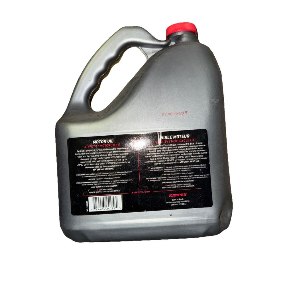 Kimpex Synthetic Engine Oil Lubricant 10W40 4 Stroke 1 – a gallon of engine oil