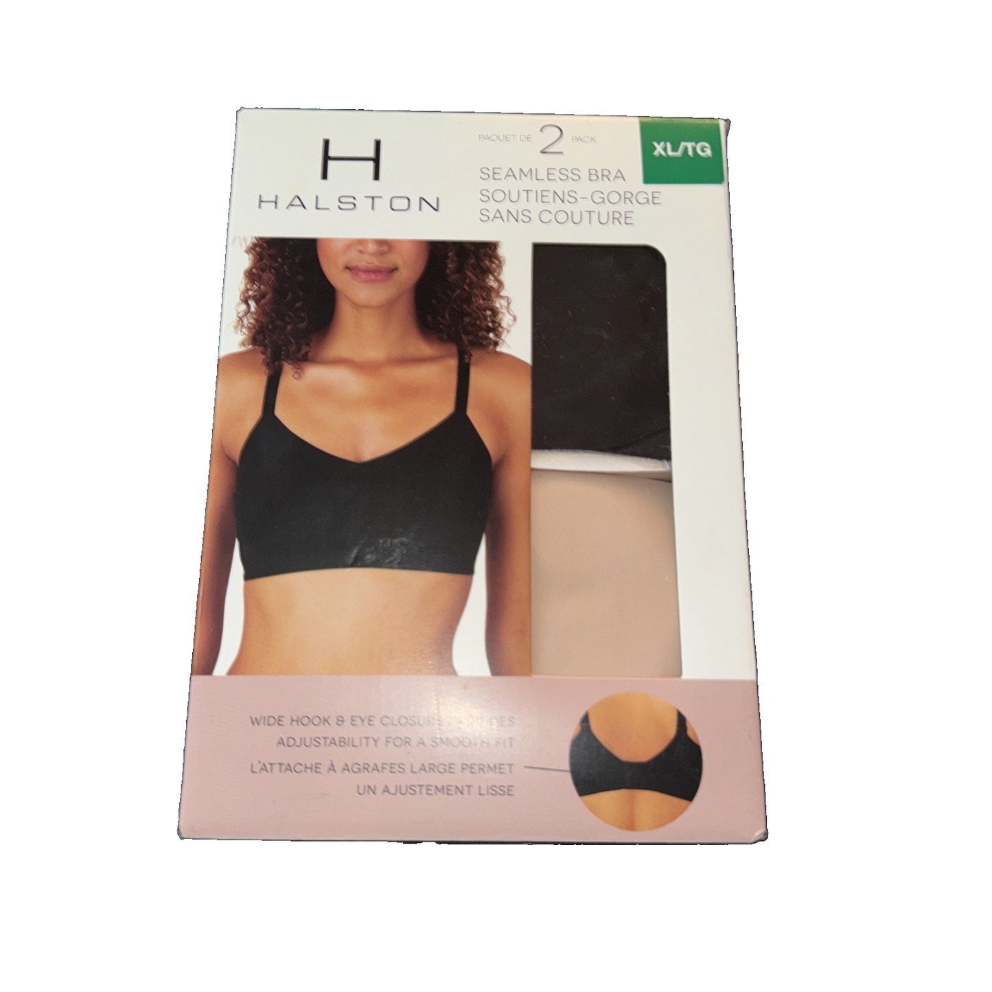 Halston 2 Pack Seamless Bra Black And Beige Size Extra Large