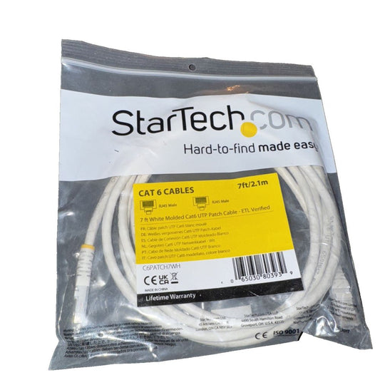 StarTech.com 7ft CAT6 Ethernet Cable - White CAT 6 Gigabit Ethernet Wire -650MHz – starton cable cable for therm