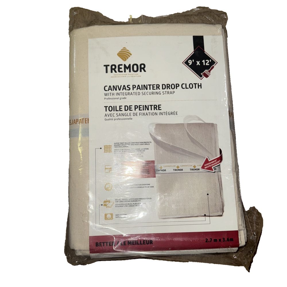Canvas Drop Cloth 9' x 12' with Securing Strap, Tremor – thermor canvas cloth for canvass