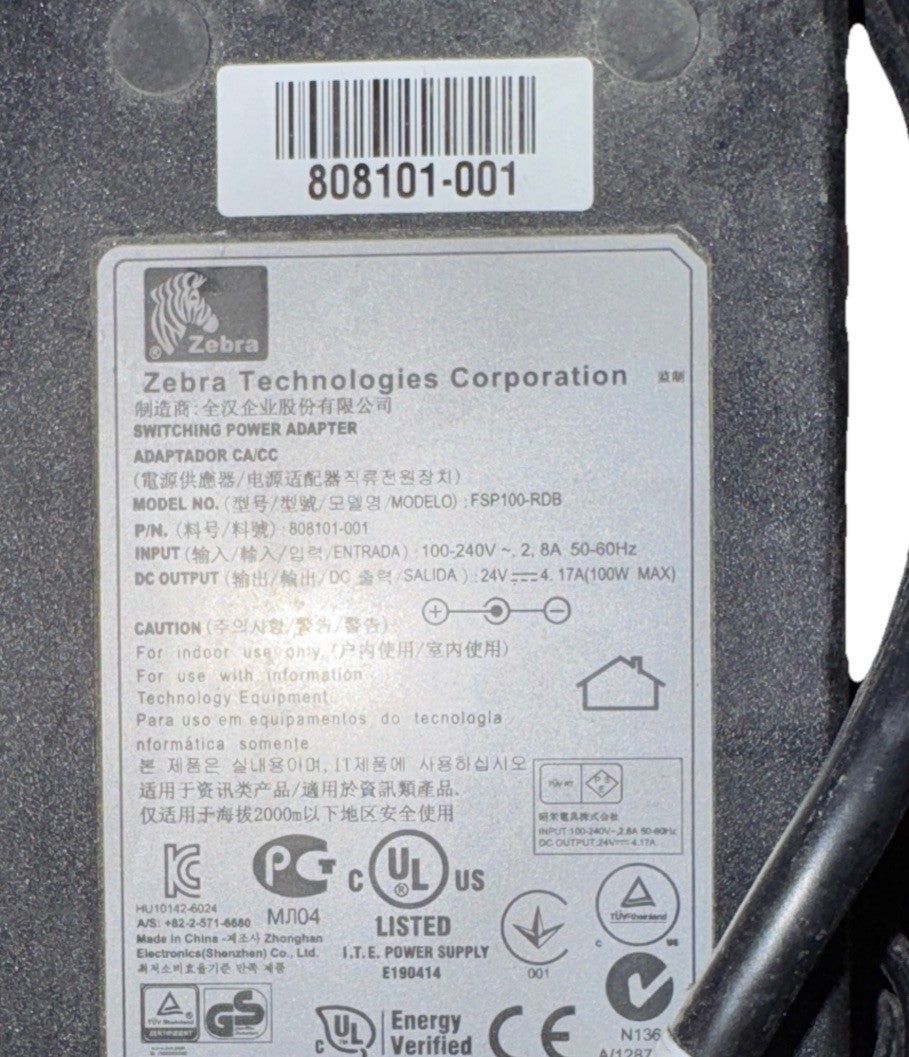 Zebra 808101-001 OEM Ac Adapter – a close up of a computer power supply