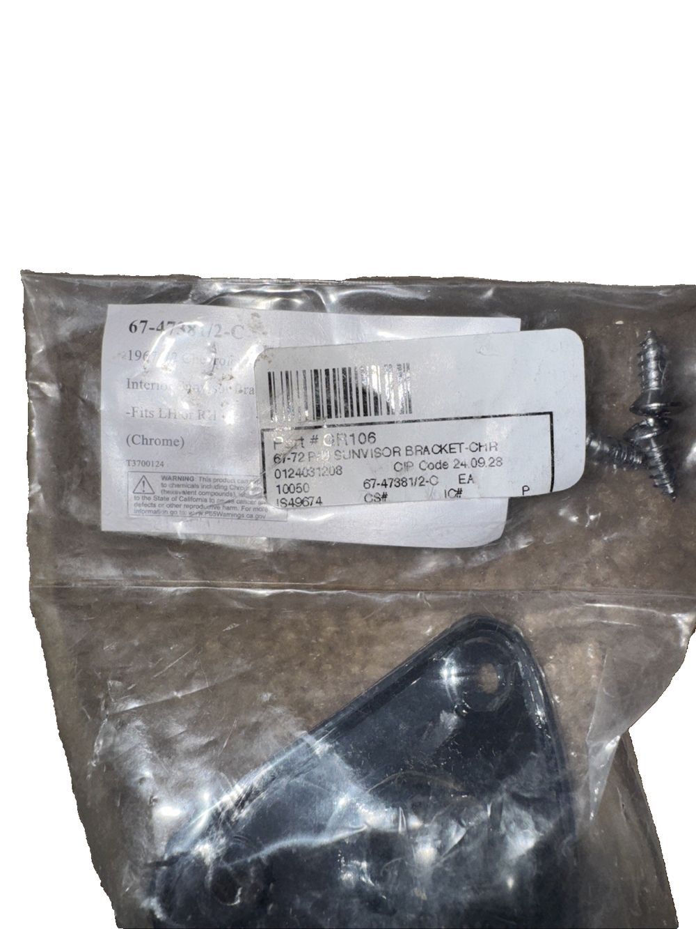 Counterpart Automotive Sun Visor Bracket 1967-72 Chev/GMC truck, Counter Part Auto – a black plastic bag with a white label