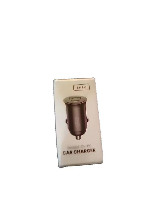 INIU Car Charger 60W Fast Charging 2-Port USB C 30W + USB A 30W 5A PD Quick – a brown car charger with a white background