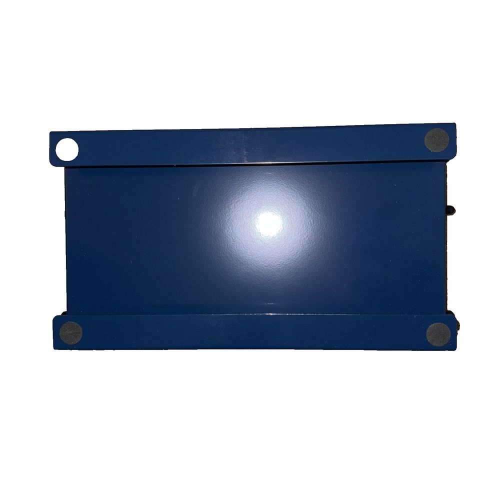 Uline 12" Shrink Wrap Dispenser, DaveyDooDeals – a blue plastic plate with a metal handle