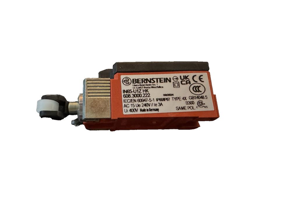 IN65-U1Z HK Bernstein AG 32479 Limit Switch – a red and black relay relay with a white background