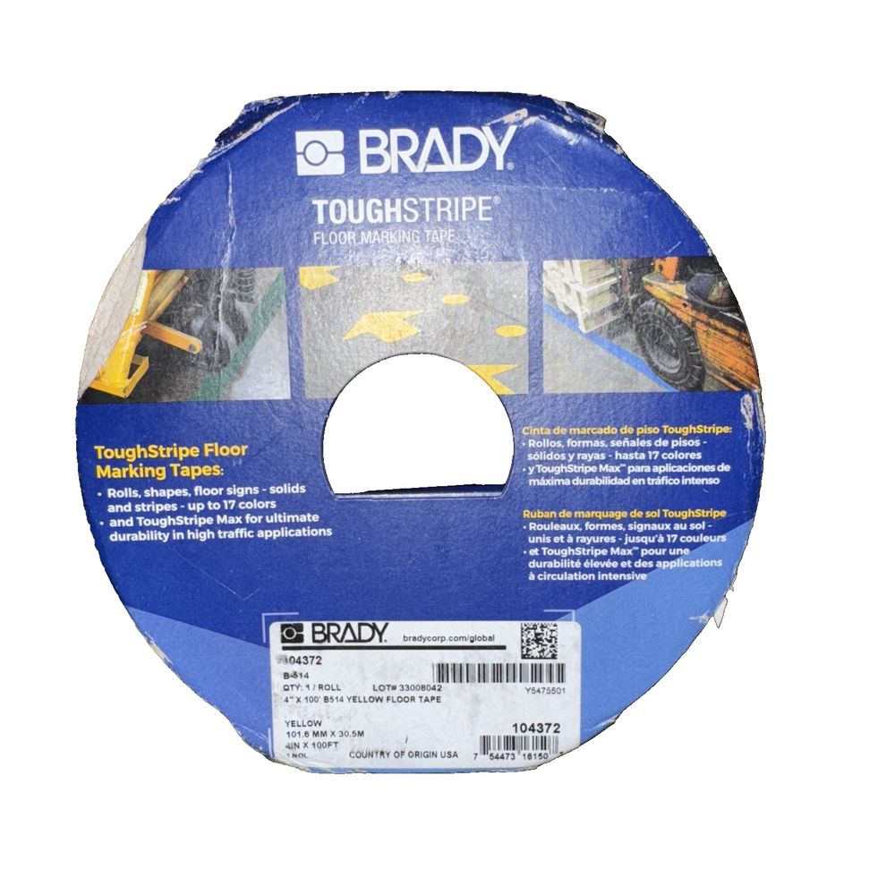 Brady Part: 104372 | Solid Colored ToughStripe® Tape 100' – brady toughfit tape, 3 / 8 in x 1 / 8 in