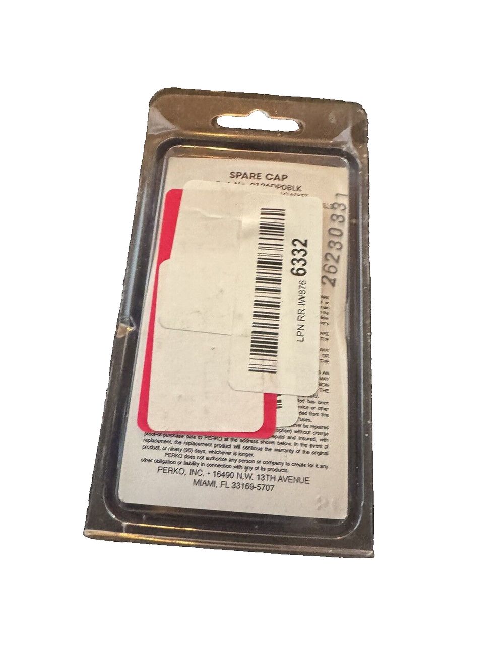 Perko 0126DP0BLK Fuel Deck Fill Cap Only – a small metal tag with a red and white label