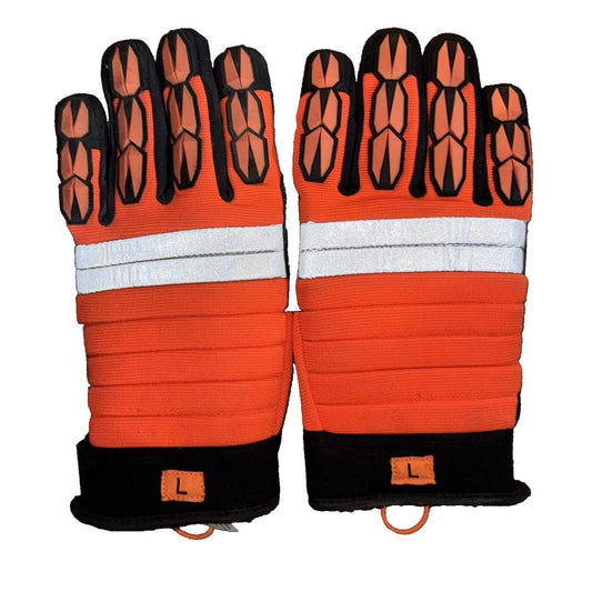 Boss Hi Vis Orange Impact Gloves 1 Pair Large – a pair of orange and black gloves