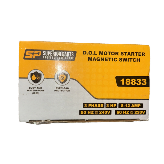 Superior Electric 18833 3 Phase, 50HZ @ 240V & 60HZ @ 220V, 3-HP, 8-12-Amp Magne