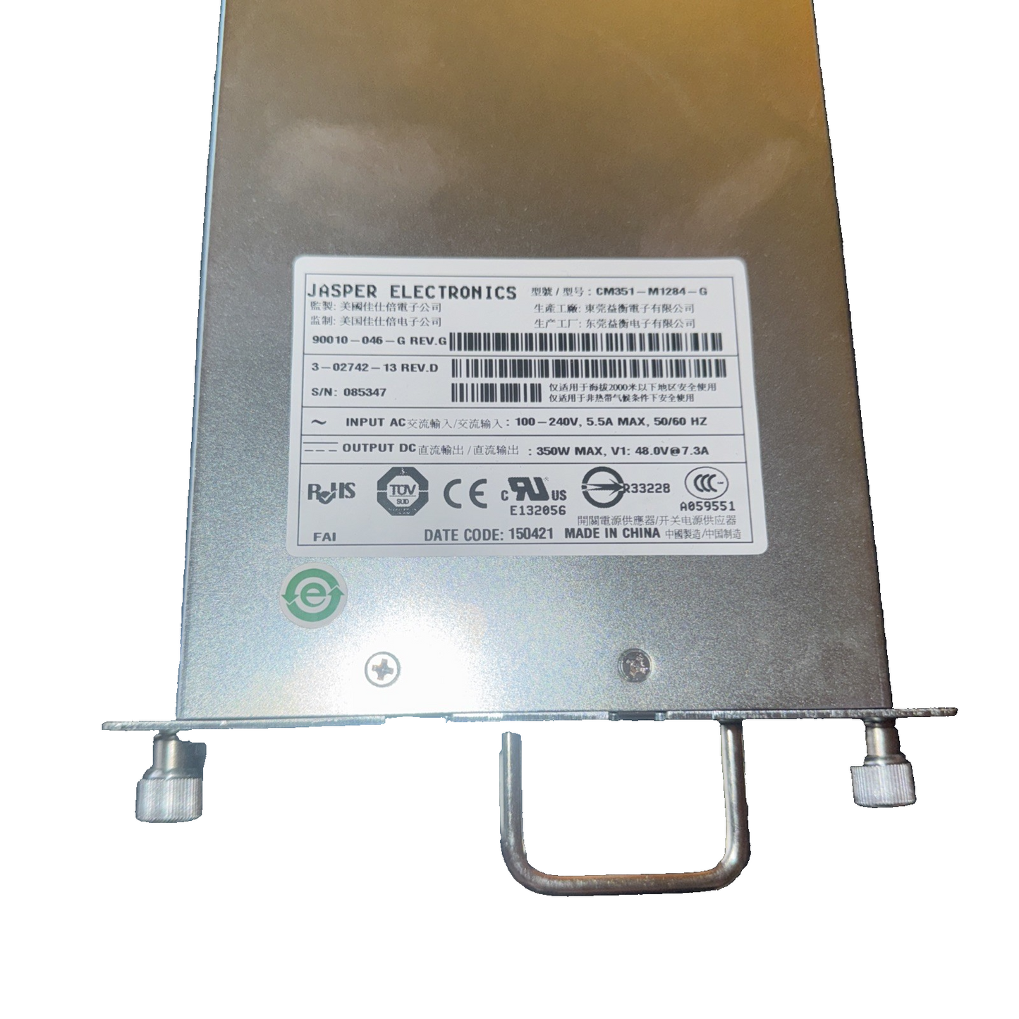 Jasper CM351-M1284-G 350W Power Supply 90010-046-G 3-02742-13 REV A 3-02742-13