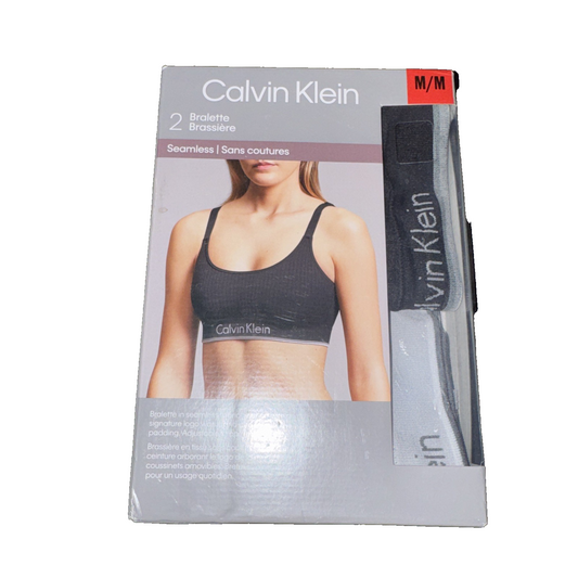 Calvin Klein 2 Pack Seamless Bralette Light Grey And Black Size Medium