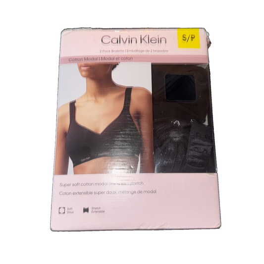 Calvin Klein Bralette 2 Pack Cotton Modal Color: Black - Size: Small