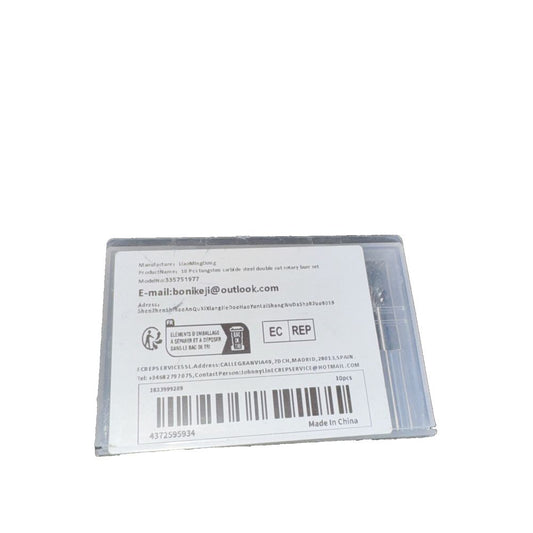 10 PCS Tungsten Carbide Steel Double Cut Rotaaryy Burr Set, Unbranded – a white plastic card with a bar on it