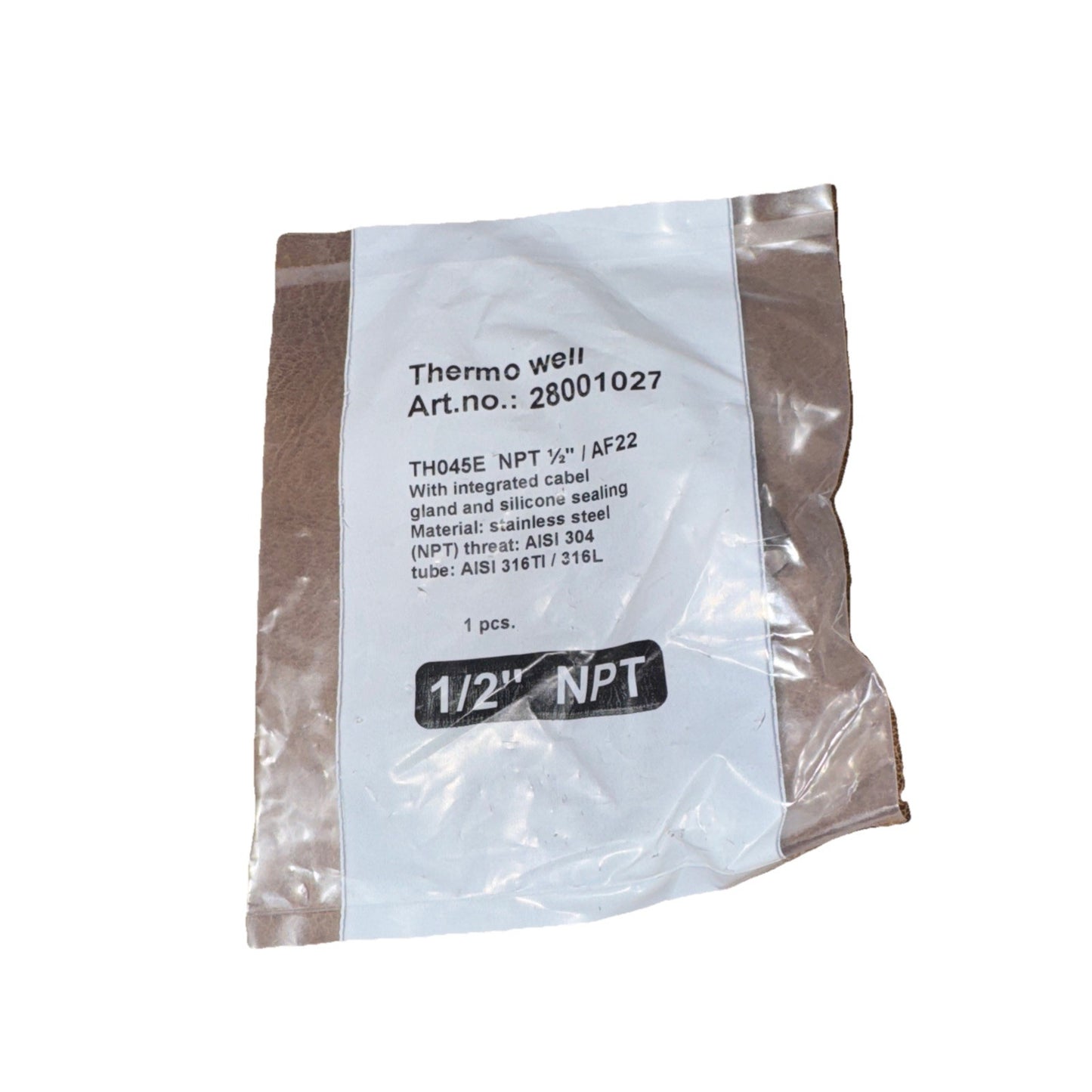 Thermowell, 1/2"NPT Threads Stainless Steel Thermowell for Temperature Sensors