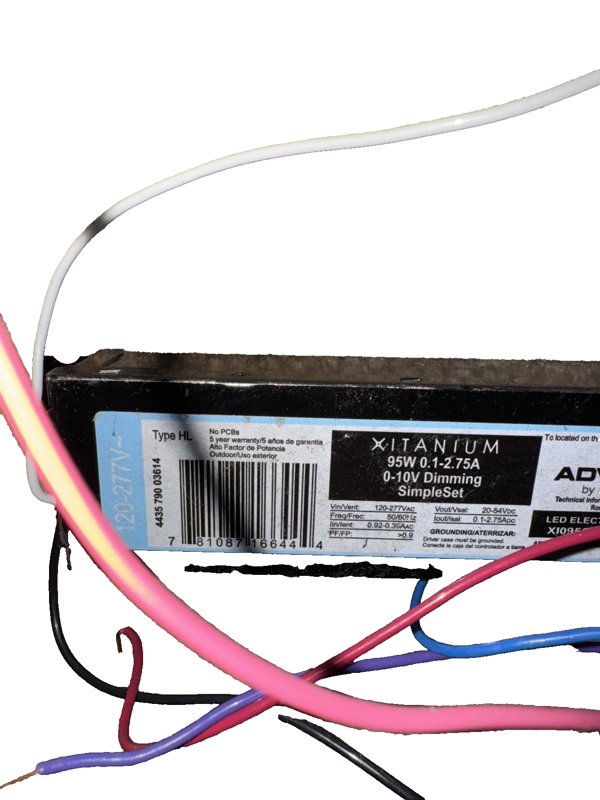 781087166444 95W LED Driver XI095C275V054BSS2