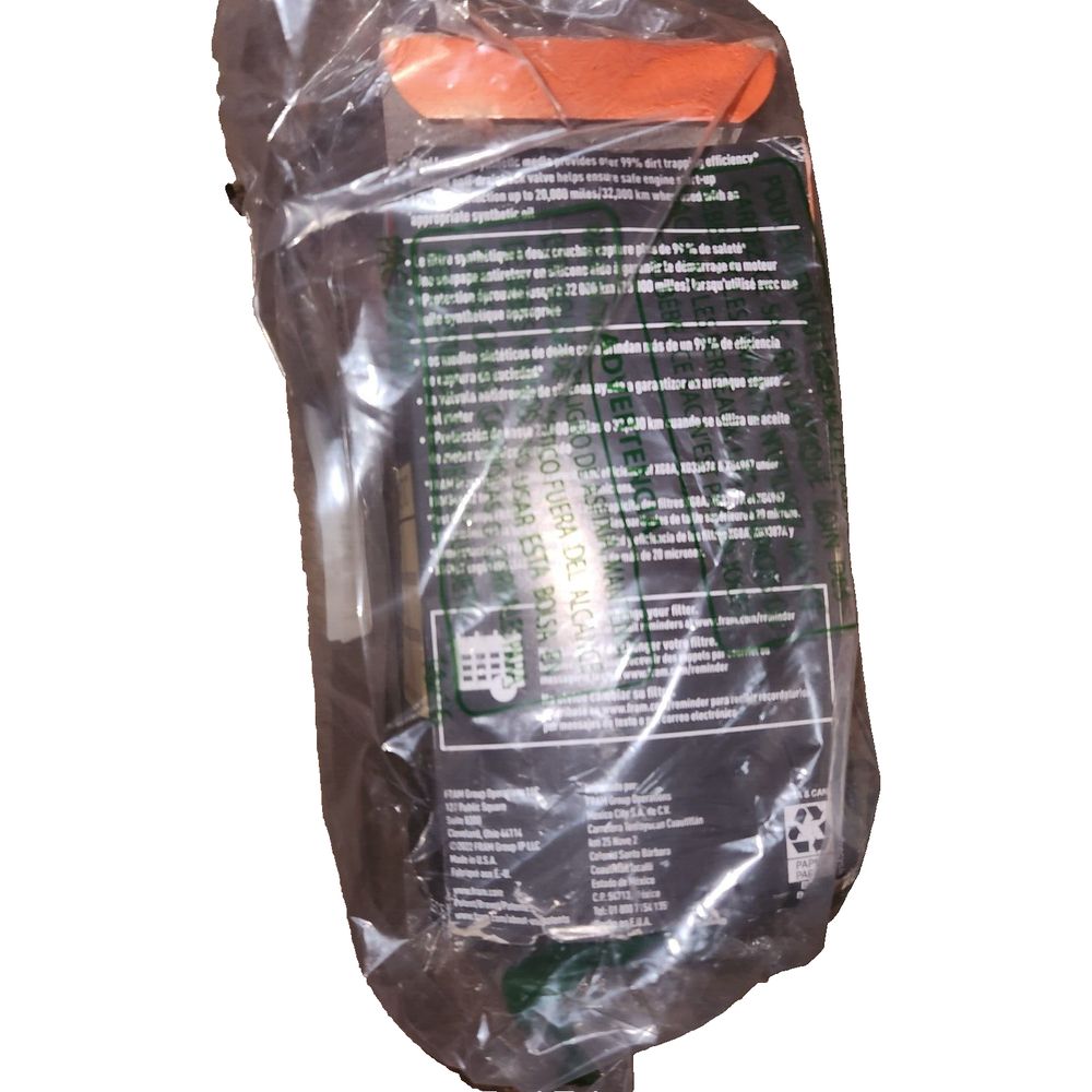 FRAM XG3786 Ultra Synthetic 20,000 Mile Protection Spin-On Oil Filter Fits Sele – a bag of food that is wrapped in plastic