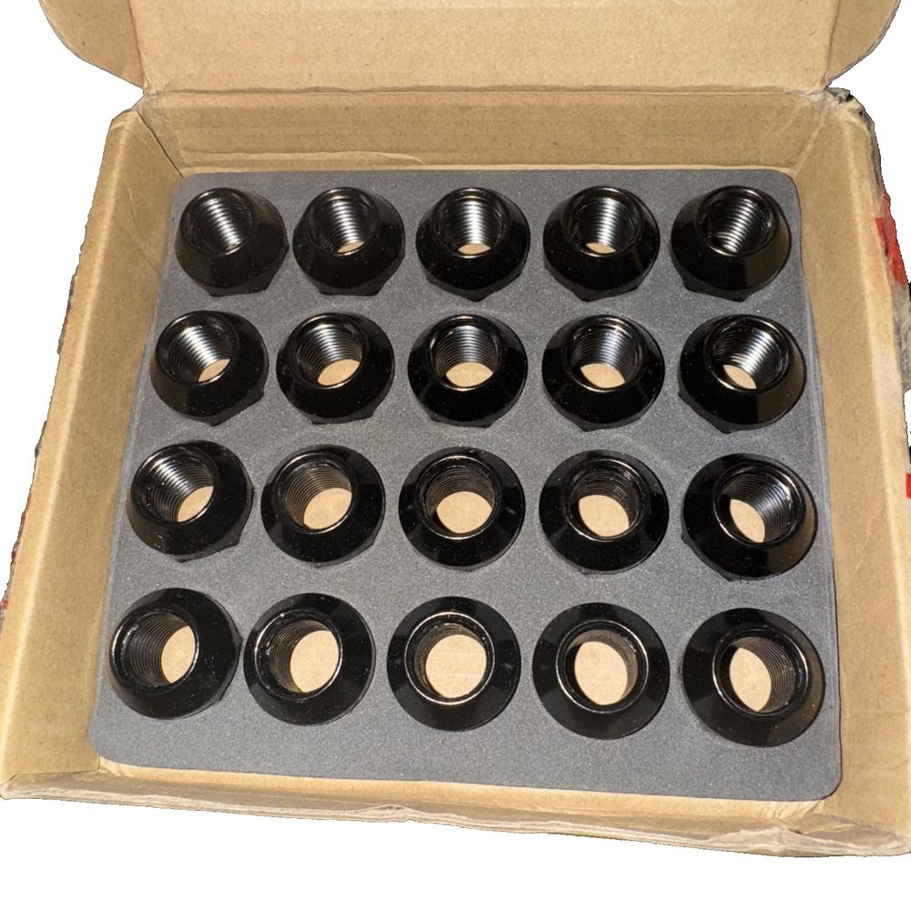 JBR Tesla Style Lug Nuts 14 x 1.5 21mm Hex 20 Pack – a box of black plastic cups