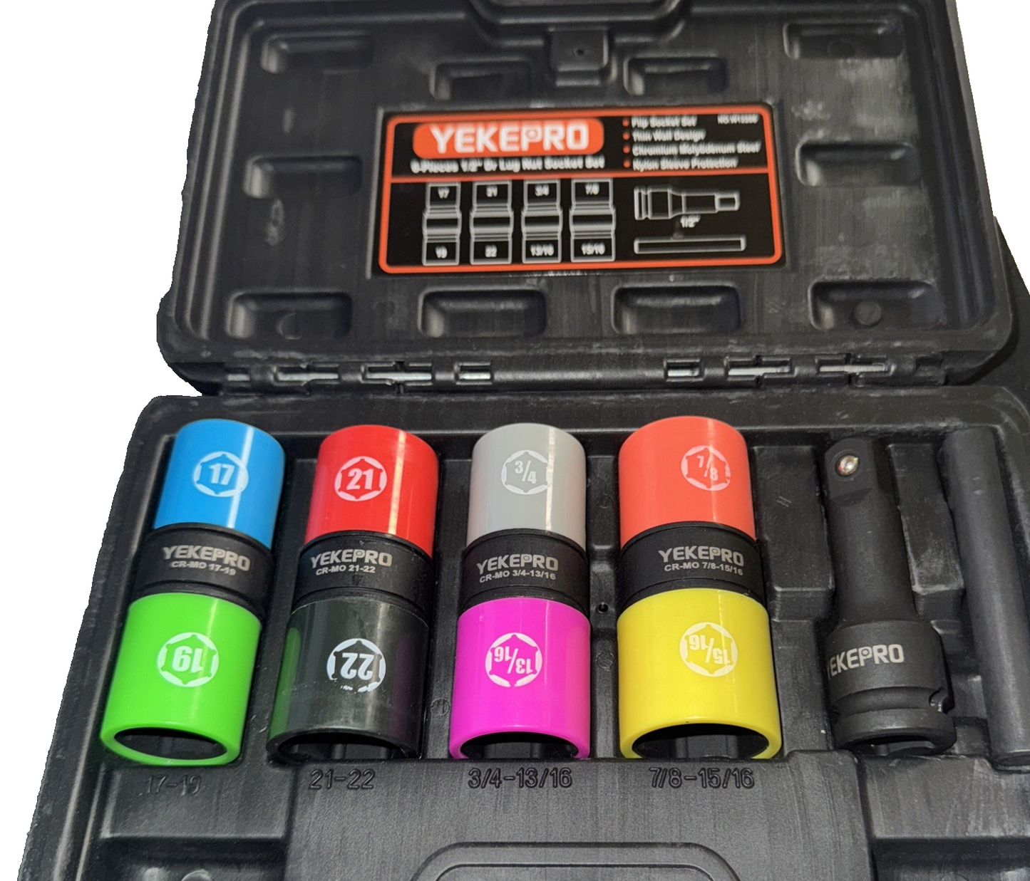 Yekepor 6-Pieces 1/2" Dr Lug Nut Socket Set W12206