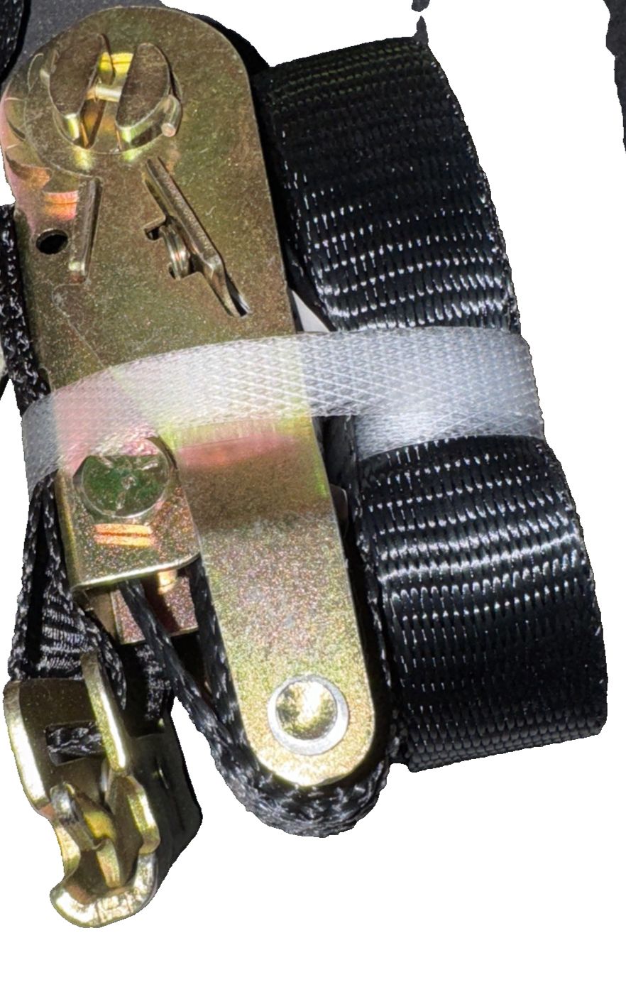 Tie Down Strap With Ratchet 4 Pack, Unbranded – a black and white strap with a metal buckle