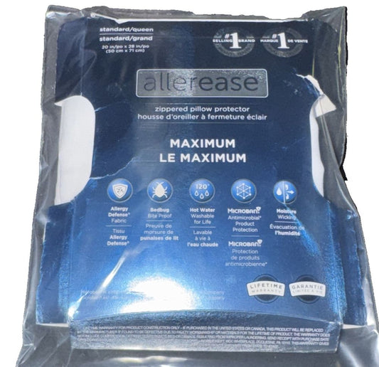 Allerease Maxium Sandard/Queen Matress + Pillow Protector, Aller-Ease – the packaging for the new product