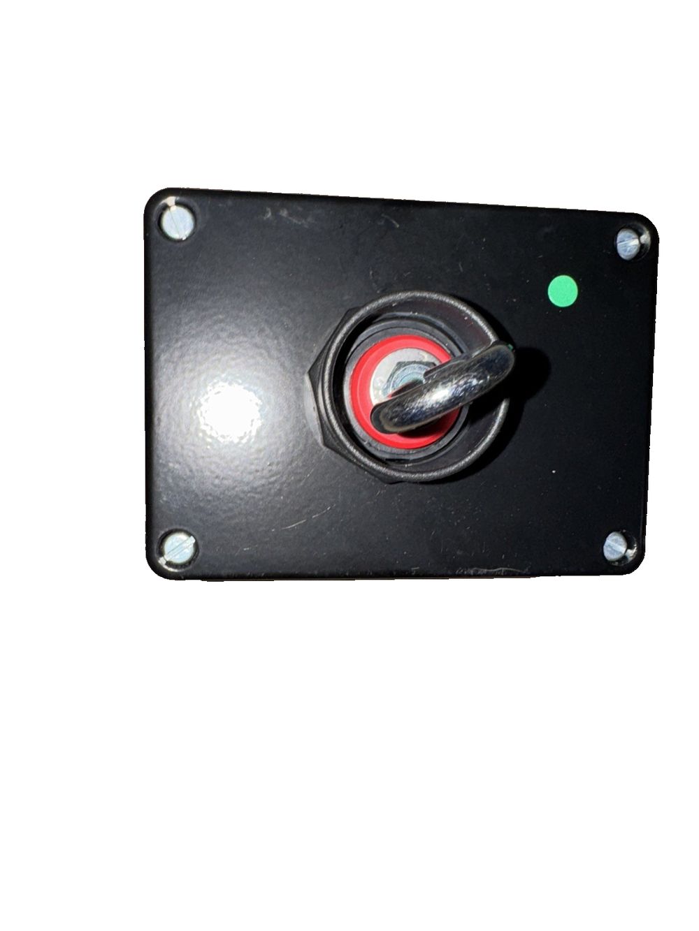 Lift Master 02-111 Pull Switch Assembly – a black and red push button on a white background